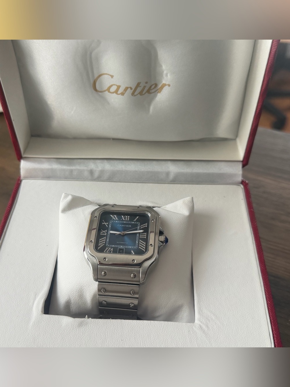Cartier Stainless Steel Watch with Blue Dial